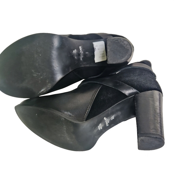 Jonak Paris Black Strap Leather Suede Heeled Booties Size 38(7.5) - Picture 5 of 7